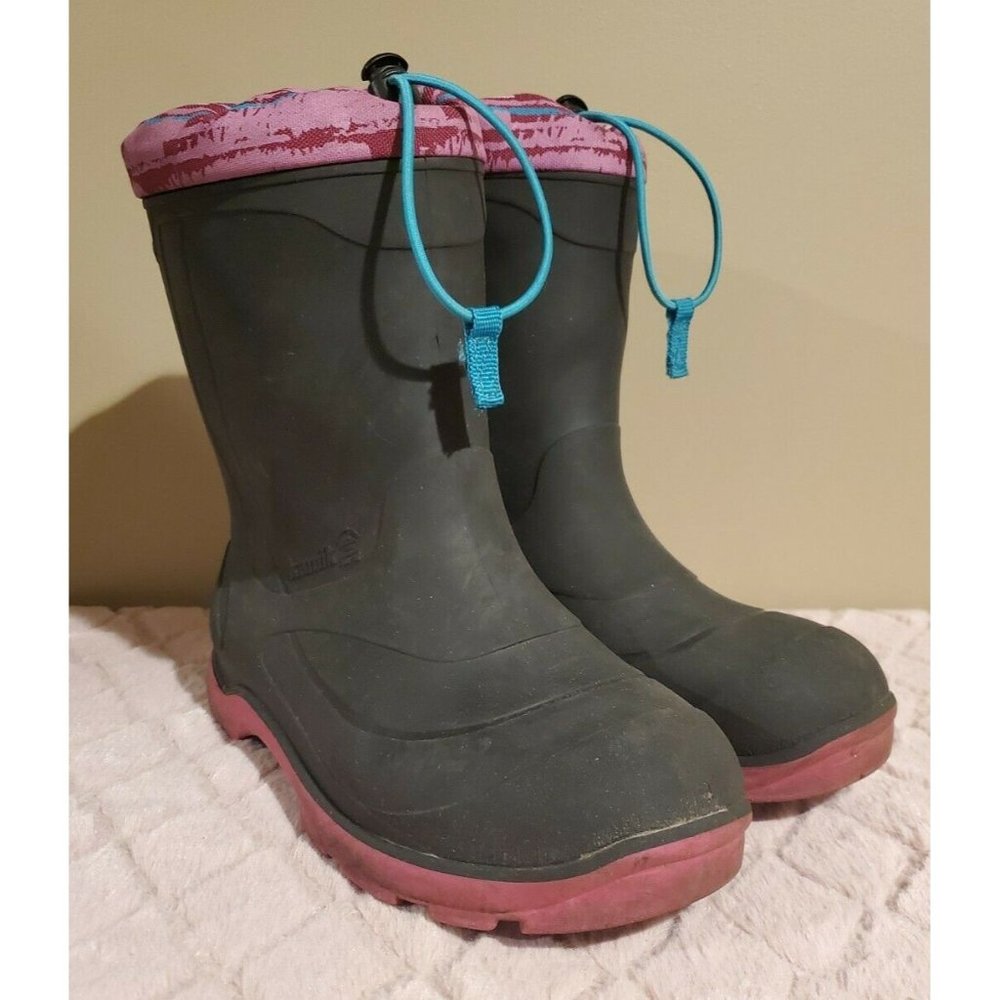Girl's Black/Pink Waterproof Kamik Boots, Size 5